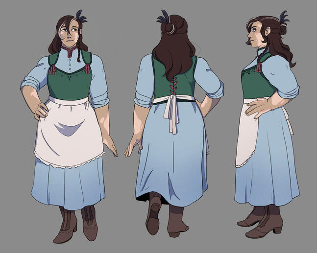 3-Angle Turn-around of a barkeeper woman