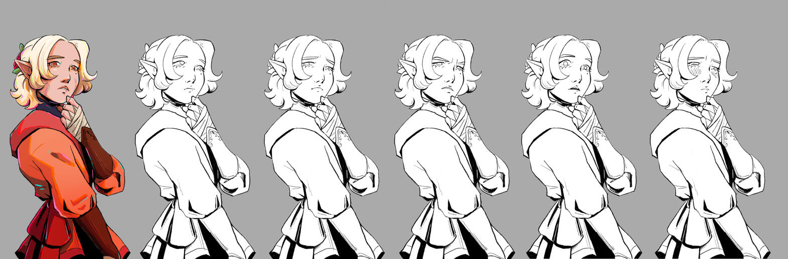 Expression paper doll (color and b&w)